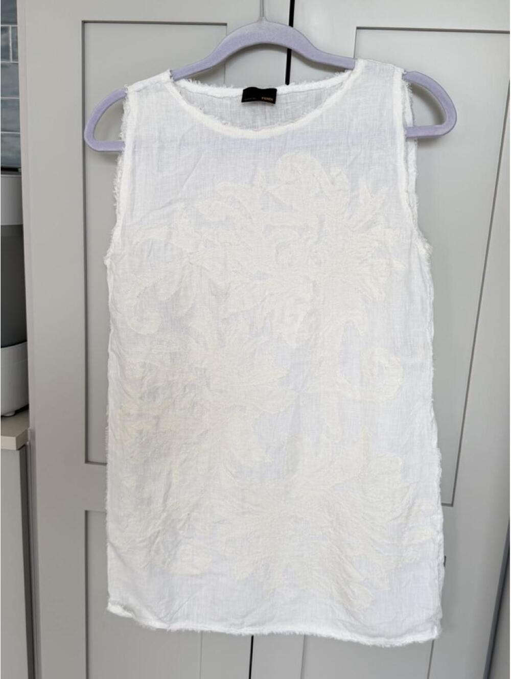 Fendi white linen mini dress
